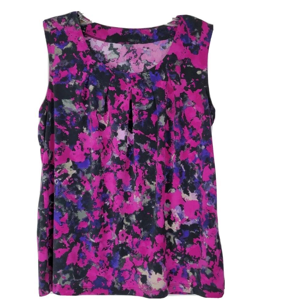 Purple Pink Geometric Pullover Blouse Sleeveless Women's Medium